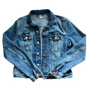& Denim Women’s Blue Jean Jacket with Rose Gold Hardware Size 10
